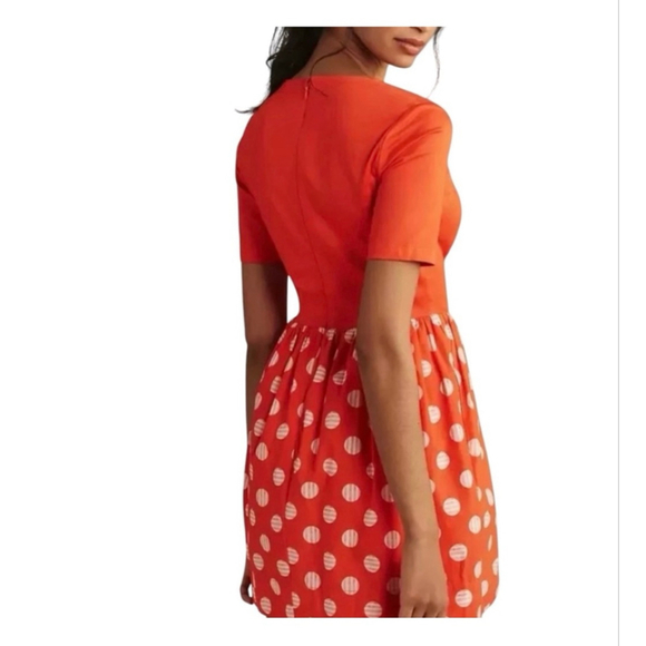 Maeve Anthropologie Polka Dot Mini Dress Red Orange Petite M NWT - Picture 2 of 16